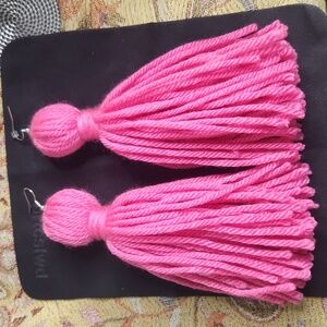 Handmade Pink Yarn Earrings